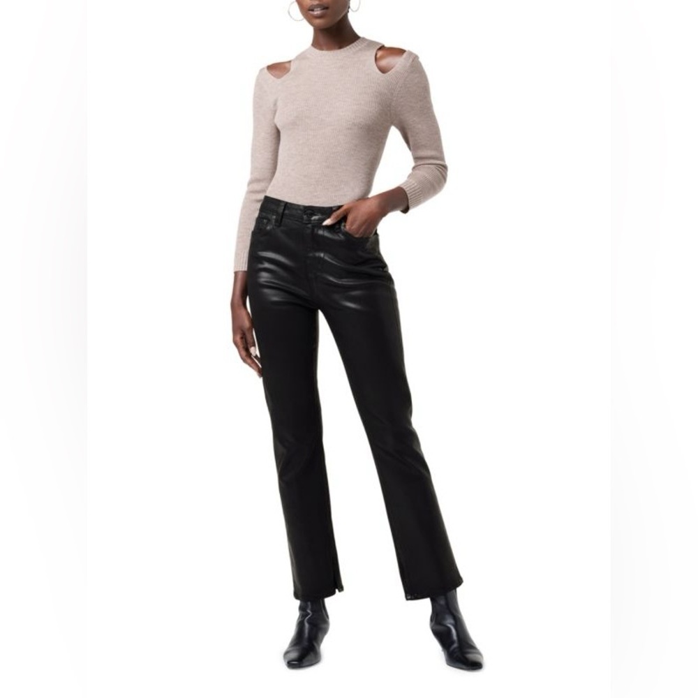 Hudson Jeans Womens Nico Mid-Rise White Straight Ankle Jean Coated Black Beauty - Picture 4 of 10